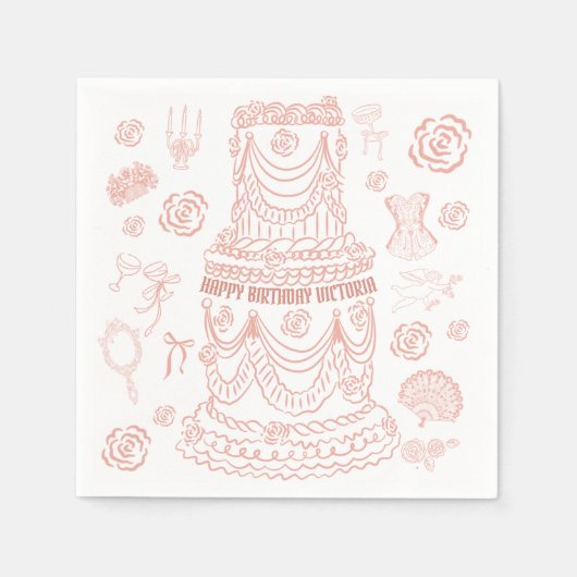 ハンドドローコソフトルネッサンスコケットパーティー スタンダードカクテルナプキン (正面)