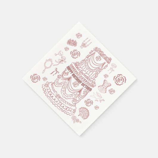 ハンドドローコソフトルネッサンスコケットパーティー スタンダードカクテルナプキン (角)