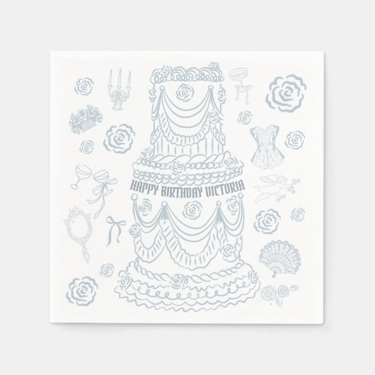 ハンドドローコソフトルネッサンスコケットパーティー スタンダードカクテルナプキン (正面)