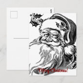 ハンドドローサンタクロースヴィンテージメリークリスマス ポストカード (正面/裏面)