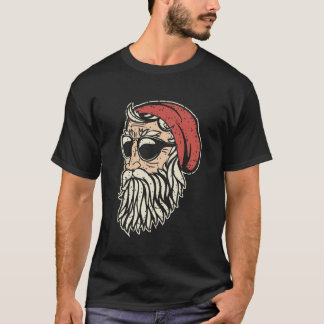 ハンドドローサンタベーシック暗いクリスマス Tシャツ