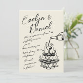 ハンドドローシャンパンタワーフランスのスタイル結婚ズ 招待状 (スタンド正面)