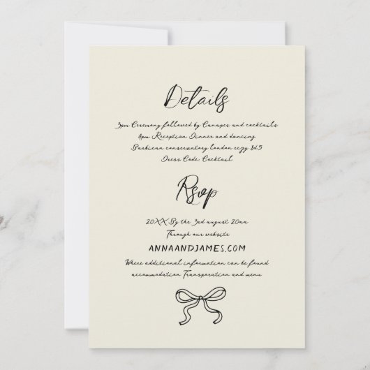 ハンドドローシャンパンタワーフランスのスタイル結婚ズ 招待状 (裏面)