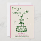 ハンドドローシャンパンタワー結婚式招待状 招待状 (正面)