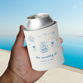 ハンドドローシャンパーニュフランスのディスコ結婚式の引き出物 缶クーラー