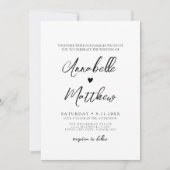 ハンドドローシンプルドハートエレガント結婚式 招待状 (正面)