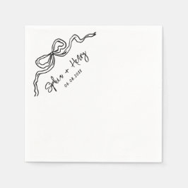 ハンドドローシンプルドボウ結婚カクテル スタンダードカクテルナプキン