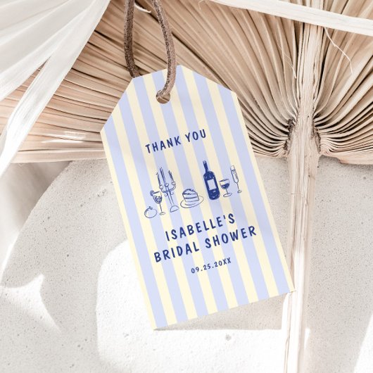 ハンドドローストライプのブライダルシャワーありがとう ギフトタグ