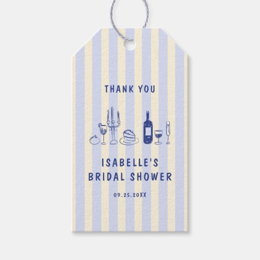ハンドドローストライプのブライダルシャワーありがとう ギフトタグ (正面)
