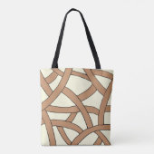 ハンドドローストライプドデザインブラウンクリーム トートバッグ (裏面)