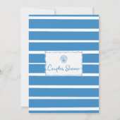 ハンドドローストライプド青い魚カップルブライダルシャワー 招待状 (裏面)