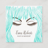 ハンドドローティール（緑がかった色）ヘアガール美しいサロンアポイントメント 予約カード (正面)