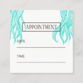 ハンドドローティール（緑がかった色）ヘアガール美しいサロンアポイントメント 予約カード (裏面)