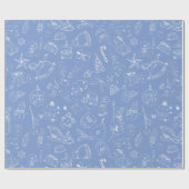 ハンドドロードクリスマスドードルパターンホリデー ラッピングペーパー (フラット)