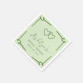 ハンドドロードグリーンハートブライダルシャワー紙ナプキンス スタンダードカクテルナプキン (角)