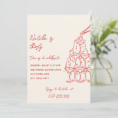 ハンドドロードシャンパンタワーサーティおもしろい誕生日 招待状 (スタンド正面)