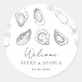 ハンドドロードシャンパン&カキスタースローストパーティー歓迎 ラウンドシール (正面)