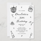 ハンドドロードディスコボール30歳の誕生日 招待状 (正面)