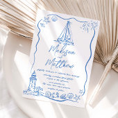 ハンドドロードドレスボートビーチ航海の結婚ズ 招待状