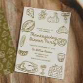 ハンドドロードドードルサンクスギビングディナー招待状 シーズンカード