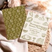 ハンドドロードドードルサンクスギビングディナー招待状 シーズンカード