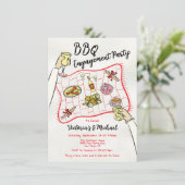 ハンドドロードドードルピクニック婚約パーティ 招待状 (スタンド正面)