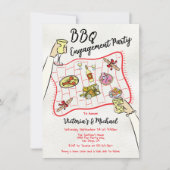 ハンドドロードドードルピクニック婚約パーティ 招待状 (正面)