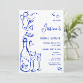 ハンドドロードドードルブライダルシャワーフランスのボウ 招待状 (スタンド正面)