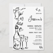 ハンドドロードドードルブライダルシャワーフランスのボウ 招待状 (正面)