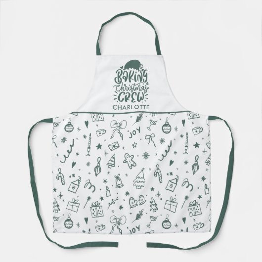 ハンドドロードドードルベーキングクリスマスクルー エプロン (正面)