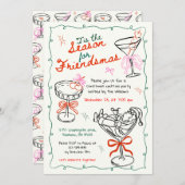 ハンドドロードドールクリスマスカクテルパーティー 招待状 (正面/裏面)