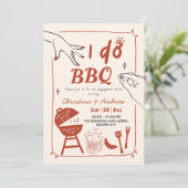 ハンドドロードバックヤードI do BBQ婚約パーティ 招待状 (スタンド正面)