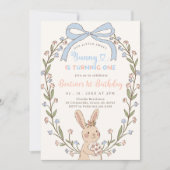 ハンドドロードパステルカラフル1stスウィートバニー誕生日 招待状 (正面)