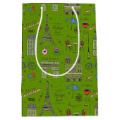 ハンドドロードパリドードルズオングリーン ミディアムペーパーバッグ (正面)