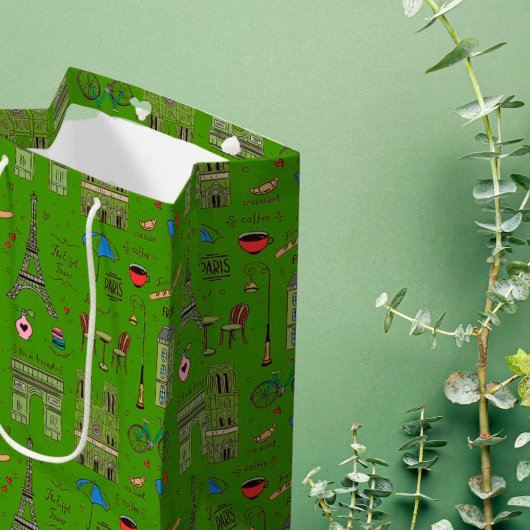 ハンドドロードパリドードルズオングリーン ミディアムペーパーバッグ