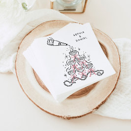 ハンドドロードパール&プロセッコブライダルシャワーナプキンス スタンダードランチョンナプキン