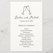 ハンドドロードフルートドードルモダン結婚式 プログラム (正面)