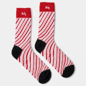 ハンドドロードペパーミントストライプおもしろいクラシッククリスマス ソックス (右)