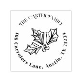 ハンドドロードホリーベリーイラストレーション差出人住所 セルフインキングスタンプ (デザイン)