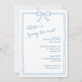 ハンドドロードボウシック何かブルーブライダルシャワー 招待状 (正面)