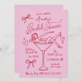 ハンドドロードマルティニブライダルシャワー招待カスタム 招待状 (正面/裏面)