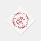 ハンドドロードメリークリスマスリースホリデーナプキンス スタンダードカクテルナプキン (角)