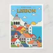 ハンドドロードリスボンポルトガルアートヴィンテージトラベル ポストカード (正面)