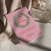 ハンドドロードレッドピンクグリーンボウリースクリスマス