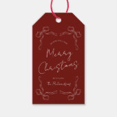 ハンドドロードレッドボウお洒落スユニーククリスギフト ギフトタグ (正面)