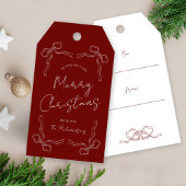 ハンドドロードレッドボウお洒落スユニーククリスギフト ギフトタグ