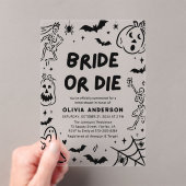 ハンドドローハロウィーンスケルトン幽霊ブライダルシャワー アクリル招待状 (インサイチュ (ポータブル))