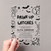 ハンドドローハロウィーンスケルトン幽霊ブライダルシャワー アクリル招待状 (インサイチュ (ポータブル))