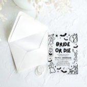 ハンドドローハロウィーンスケルトン幽霊ブライダルシャワー アクリル招待状