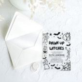 ハンドドローハロウィーンスケルトン幽霊ブライダルシャワー アクリル招待状